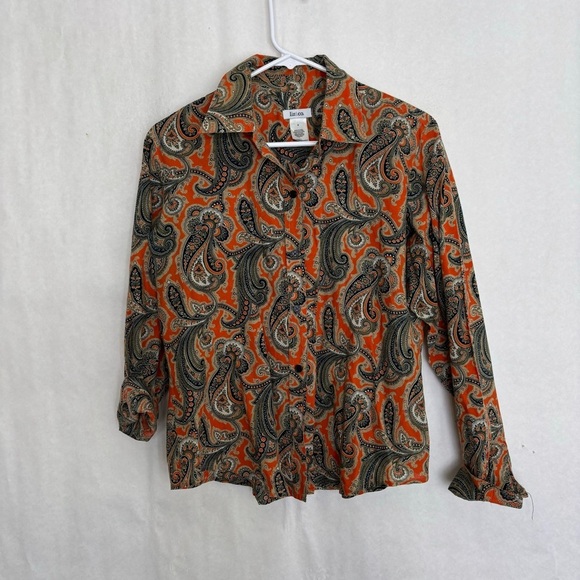 5/$25 Liz & co medium parsley collared button up shirt 124 - Picture 5 of 5